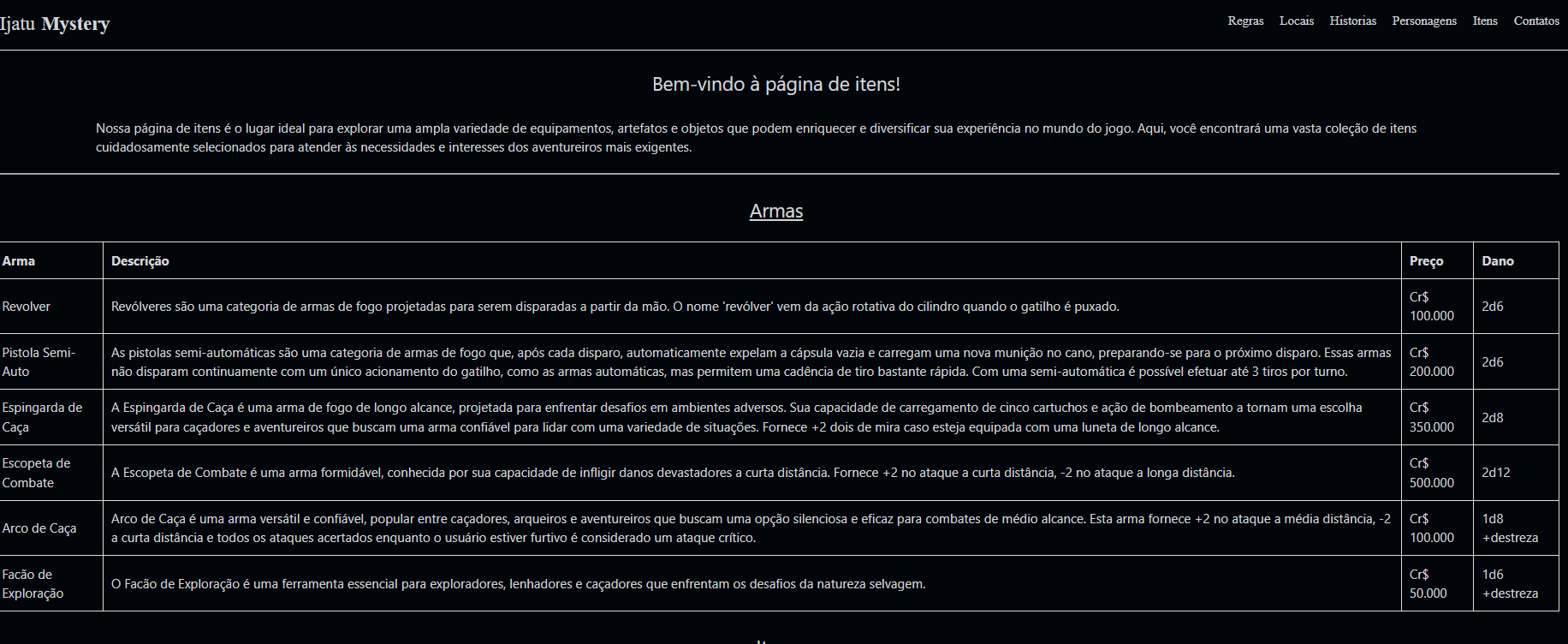 Página inicial da aplicação